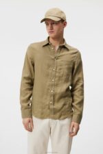 Clean Linen Slim Shirt Aloe Men J.Lindeberg Clothing 66XF1189