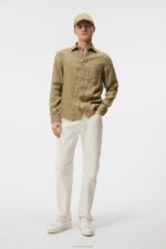 Clean Linen Slim Shirt Aloe Men J.Lindeberg Clothing 66XF1189 - Image 3