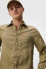 Clean Linen Slim Shirt Aloe Men J.Lindeberg Clothing 66XF1189 - Image 4