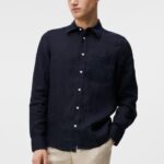 Clean Linen Slim Shirt Navy Men J.Lindeberg Clothing 66XF1187