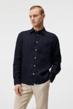 Clean Linen Slim Shirt Navy Men J.Lindeberg Clothing 66XF1187