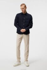 Clean Linen Slim Shirt Navy Men J.Lindeberg Clothing 66XF1187 - Image 3
