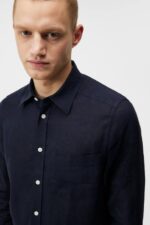 Clean Linen Slim Shirt Navy Men J.Lindeberg Clothing 66XF1187 - Image 4