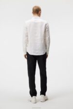 Clean Linen Slim Shirt White Men J.Lindeberg Clothing 66XF1188 - Image 2