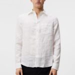 Clean Linen Slim Shirt White Men J.Lindeberg Clothing 66XF1188