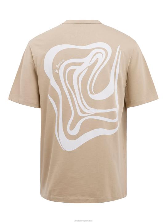 Collin Logo Print T-shirt Safari Beige Men J.Lindeberg Clothing 66XF2143 - Image 7