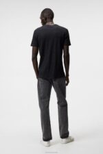 Coma Linen Tee Black Men J.Lindeberg Clothing 66XF976