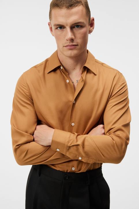Comfort Tencel Slim Shirt Chipmunk Men J.Lindeberg Clothing 66XF1151 - Image 4