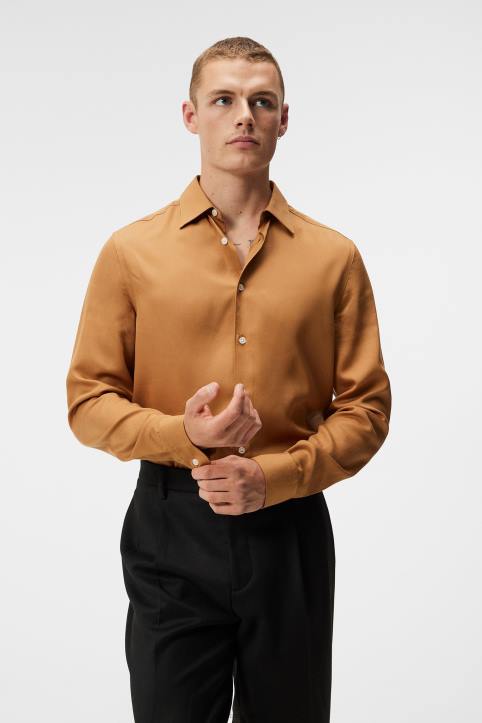 Comfort Tencel Slim Shirt Chipmunk Men J.Lindeberg Clothing 66XF1151 - Image 1