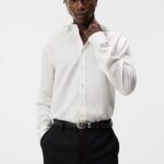 Comfort Tencel Slim Shirt Cloud White Men J.Lindeberg Clothing 66XF1152