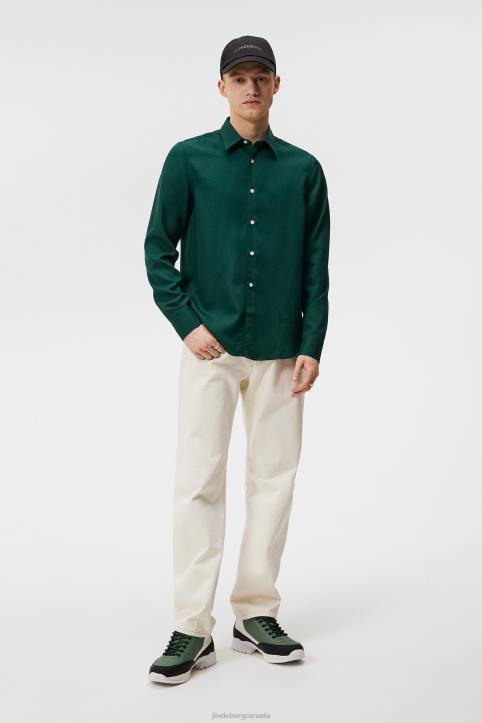 Comfort Tencel Slim Shirt Rain Forest Men J.Lindeberg Clothing 66XF1186 - Image 3