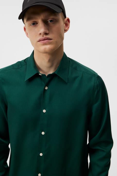 Comfort Tencel Slim Shirt Rain Forest Men J.Lindeberg Clothing 66XF1186 - Image 4