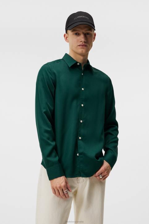Comfort Tencel Slim Shirt Rain Forest Men J.Lindeberg Clothing 66XF1186 - Image 1