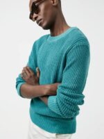 Coy Summer Structure Sweater Deep Lake Men J.Lindeberg Clothing 66XF2354 - Image 3