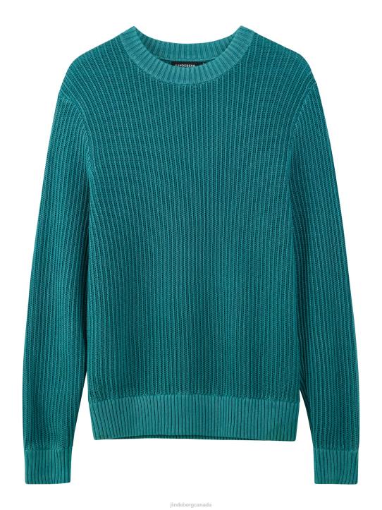 Coy Summer Structure Sweater Deep Lake Men J.Lindeberg Clothing 66XF2354 - Image 4