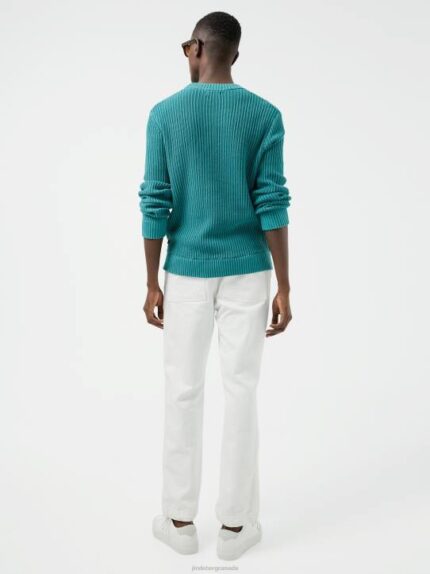 Coy Summer Structure Sweater Deep Lake Men J.Lindeberg Clothing 66XF2354