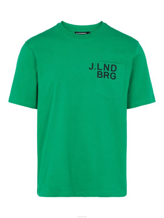 Dale Chest Pocket T-shirt Spring Green Men J.Lindeberg Clothing 66XF2162 - Image 4