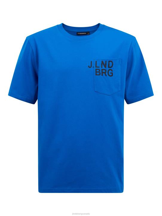 Dale Chest Pocket T-shirt True Blue Men J.Lindeberg Clothing 66XF2163 - Image 4