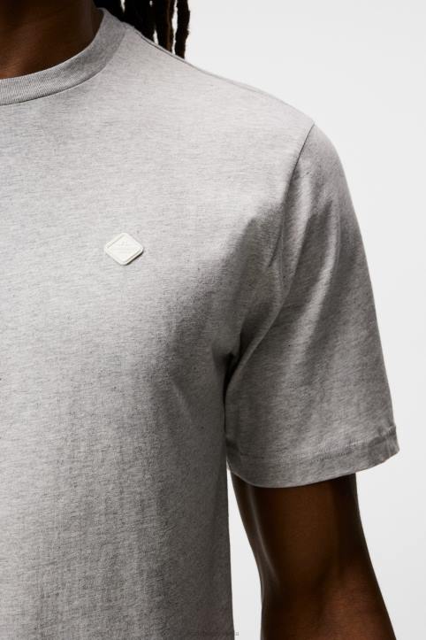 Dale Diamond Patch T-shirt Light Grey Melange Men J.Lindeberg Clothing 66XF980 - Image 4