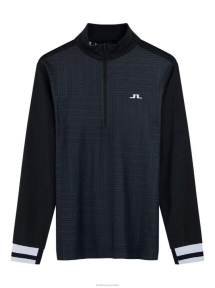 Danny Debossed Mid Layer Black Men J.Lindeberg Clothing 66XF630
