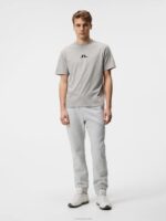 Darcy Logo Tee Light Grey Melange Men J.Lindeberg Clothing 66XF972 - Image 2