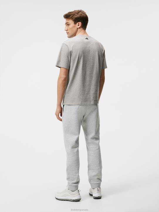 Darcy Logo Tee Light Grey Melange Men J.Lindeberg Clothing 66XF972 - Image 1