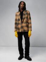David Swirl Check Blazer Tiger Brown Men J.Lindeberg Clothing 66XF2554 - Image 2