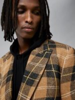 David Swirl Check Blazer Tiger Brown Men J.Lindeberg Clothing 66XF2554 - Image 3