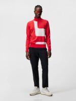 Davis Knitted Sweater Fiery Red Men J.Lindeberg Clothing 66XF594 - Image 2