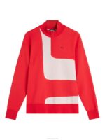 Davis Knitted Sweater Fiery Red Men J.Lindeberg Clothing 66XF594 - Image 4
