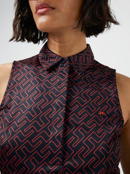 Dena Print Sleeveless Golf Top Ketchup Bridge Monogram Women J.Lindeberg Clothing 66XF2621 - Image 3
