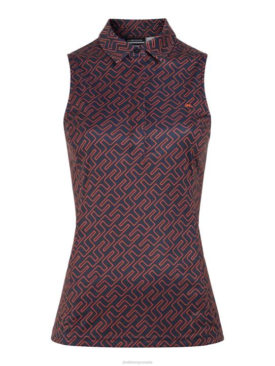 Dena Print Sleeveless Golf Top Ketchup Bridge Monogram Women J.Lindeberg Clothing 66XF2621 - Image 4