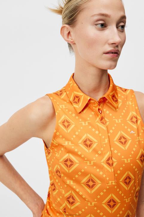Dena Print Sleeveless Top Orange Diamond Logo Women J.Lindeberg Clothing 66XF1478 - Image 3