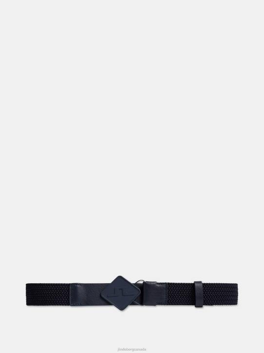 Diamond Elastic Leather Belt Navy Men J.Lindeberg Accessory 66XF840 - Image 1