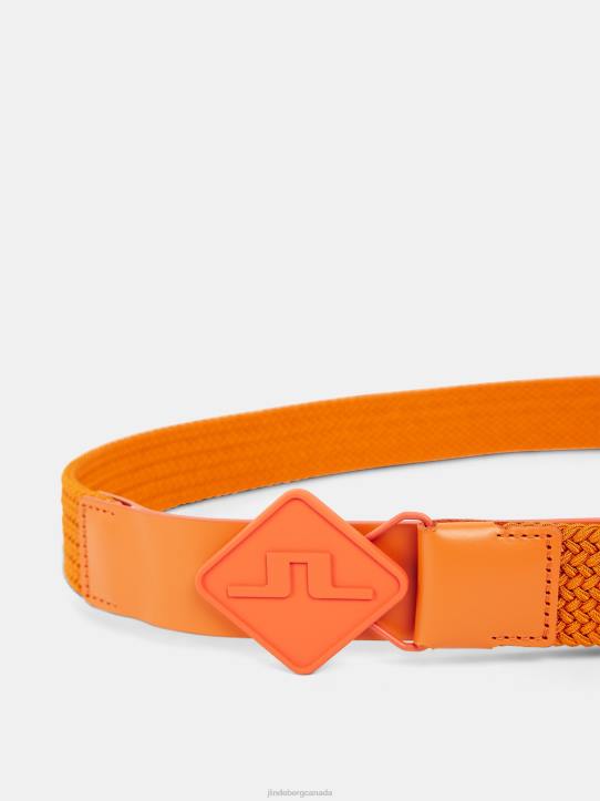 Diamond Elastic Leather Belt Russet Orange Men J.Lindeberg Accessory 66XF839 - Image 3