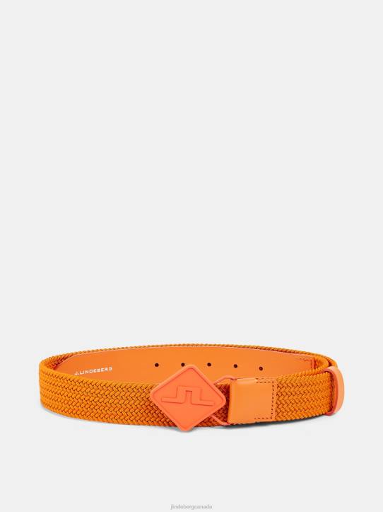 Diamond Elastic Leather Belt Russet Orange Men J.Lindeberg Accessory 66XF839 - Image 1