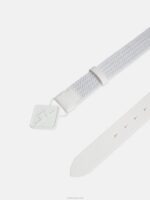 Diamond Elastic Leather Belt White Men J.Lindeberg Accessory 66XF838 - Image 2