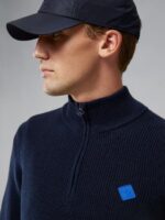 Diamond Zip Sweater Navy Men J.Lindeberg Clothing 66XF2341 - Image 3