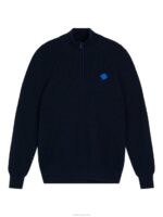 Diamond Zip Sweater Navy Men J.Lindeberg Clothing 66XF2341 - Image 4