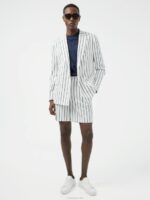 Dorian Pinstripe Blazer White Men J.Lindeberg Clothing 66XF2560 - Image 2