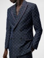 Doryl Jacquard Blazer Navy Men J.Lindeberg Clothing 66XF1226 - Image 3