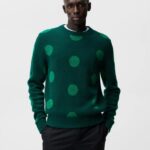 Dotte Hairy Jacquard Sweater Rain Forest Men J.Lindeberg Clothing 66XF1047