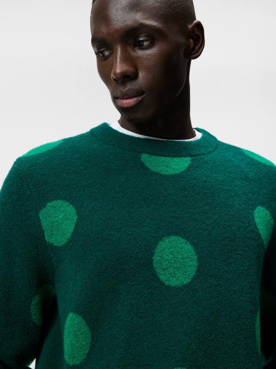 Dotte Hairy Jacquard Sweater Rain Forest Men J.Lindeberg Clothing 66XF1047 - Image 4