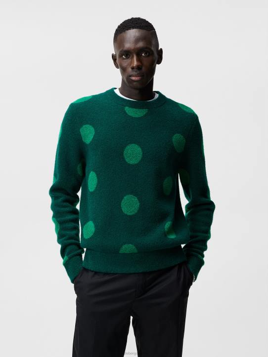 Dotte Hairy Jacquard Sweater Rain Forest Men J.Lindeberg Clothing 66XF1047 - Image 1