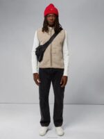 Duncan Wool Fleece Vest Tiger Brown Men J.Lindeberg Clothing 66XF2328 - Image 2