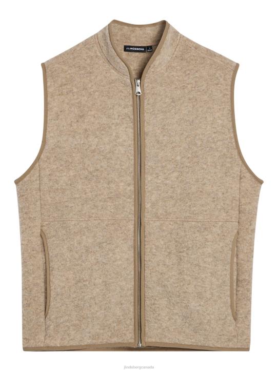 Duncan Wool Fleece Vest Tiger Brown Men J.Lindeberg Clothing 66XF2328 - Image 4