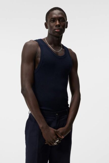 Ed Rib Knit Tank Navy Men J.Lindeberg Clothing 66XF1031