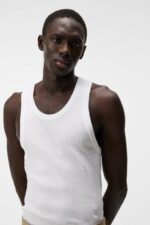 Ed Rib Knit Tank White Men J.Lindeberg Clothing 66XF1030 - Image 4