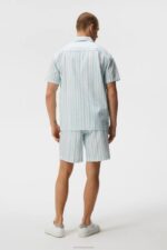 Elio Painted Stripe Shirt Dream Blue Men J.Lindeberg Clothing 66XF1165