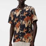 Elio Tropical Print Shirt Navy Men J.Lindeberg Clothing 66XF1170
